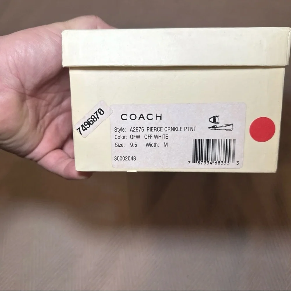 Coach Pierce Crinkle Patent Leather Driving Loafers Off White Woman 9.5